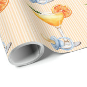 Papier Cadeau Aperol Spritz Blue Orange Citrus Boy Baby Shower (Coin rond)