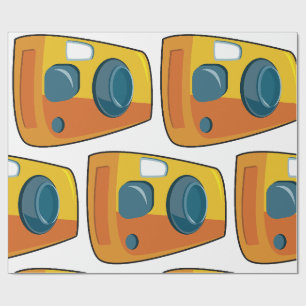Papier Cadeau Appareil Photo Jaune Rétro à Objectif Fixe