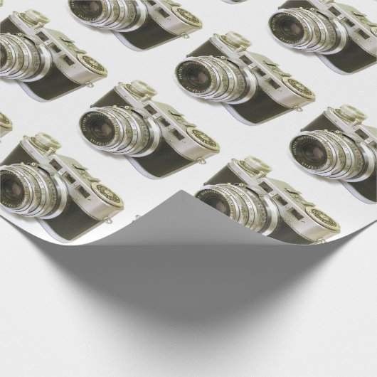 PAPIER CADEAU APPAREIL PHOTO RETRO MOTIF (Coin)