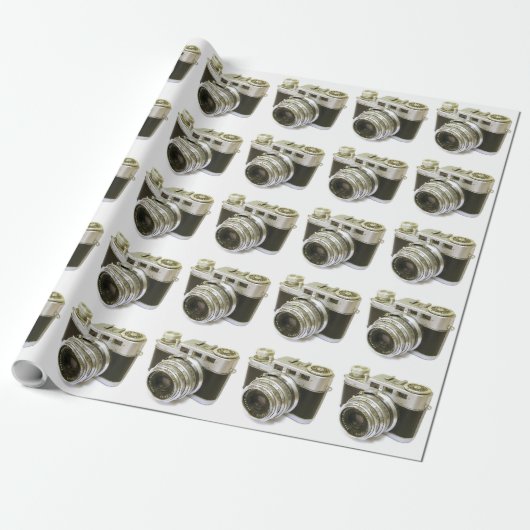 PAPIER CADEAU APPAREIL PHOTO RETRO MOTIF (Déroulé)