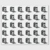 Papier Cadeau Appareil-photo vintage (Plat)