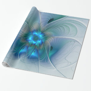 Papier Cadeau Applaudissements debout, fractale abstraite bleu t
