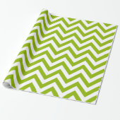 Papier Cadeau Apple Green White XL Chevron ZigZag Motif (Déroulé)