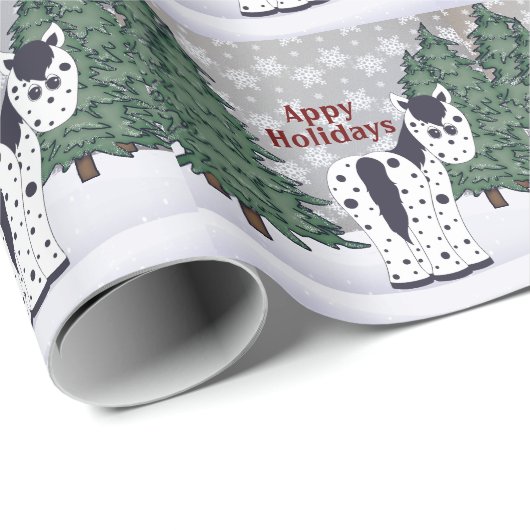 Papier Cadeau Appy Holidays Leopard Appaloosa Horse Christmas (Coin rond)