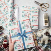 Papier Cadeau Après Bébé Polar Bear & Arctic Fox Skiing