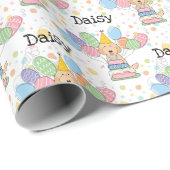 Papier Cadeau Apricot Labradoodle Chien Anniversaire (Coin rond)