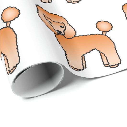 Papier Cadeau Apricot Toy Poodle mignonette Cartoon Motif chien (Coin rond)