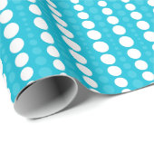 Papier Cadeau Aqua Blue and White Polka Dots Wrapping Paper (Coin rond)