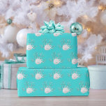 Papier Cadeau Aqua Blue Coastal Noël Starfish Sand Dollar<br><div class="desc">Ce beau papier d'emballage bleu aqua de Noël côtier présente un motif d'étoiles de mer,  de dollars de sable et de corail de parties scintillant. *Si vous souhaitez que ce design soit disponible sur d'autres produits ou si vous avez besoin d'aide,  veuillez me contacter par l'intermédiaire de Zazzle Conversation.</div>