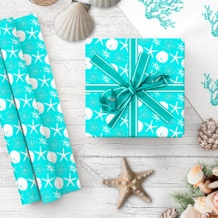 Papier Cadeau Aqua Blue Starfish Noël côtier