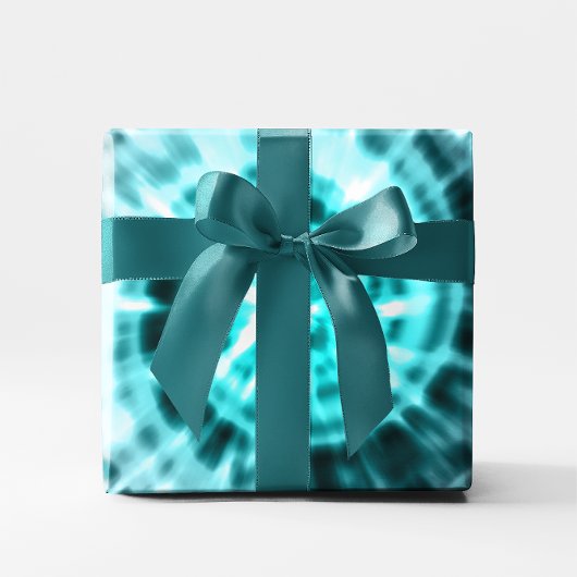 Papier Cadeau Aqua Blue Turquoise et blanc Abstrait Digital Tile