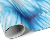 Papier Cadeau Aqua Blue White Tie Dye (Coin rond)