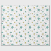 Papier Cadeau Aqua Blue Yellow Franciscan Starburst milieu du si (Plat)