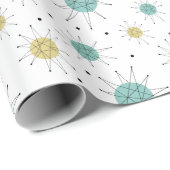 Papier Cadeau Aqua Blue Yellow Franciscan Starburst milieu du si (Coin rond)