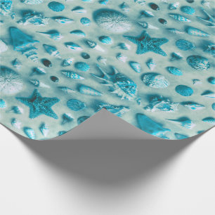 Papier Cadeau Aqua côtier de photo d'étoiles de mer et de plag