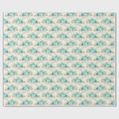 Papier Cadeau Aqua Cream Gold Floral (Plat)