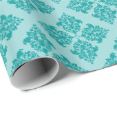 Papier Cadeau Aqua Damask Marocain (Coin rond)