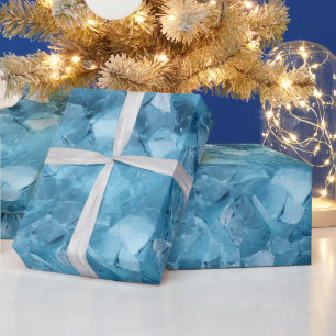 Papier Cadeau Aqua d'hiver Blue Ice Snowflakes Noël