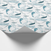 Papier Cadeau Aqua et plumes blanches (Coin)