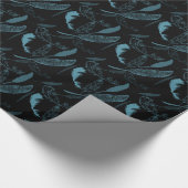 Papier Cadeau Aqua et plumes noires (Coin)