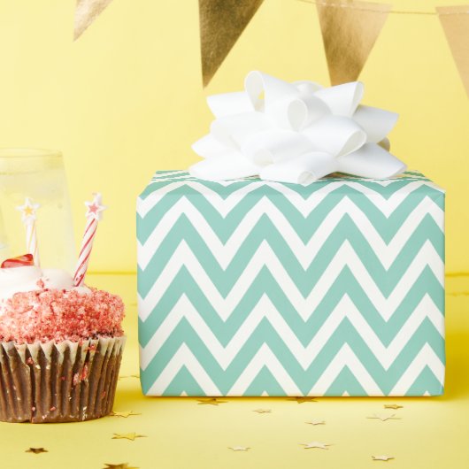 Papier Cadeau Aqua et White Chevron (Fête d'anniversaire)