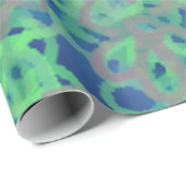 Papier Cadeau Aqua floral Abstract Design (Coin rond)