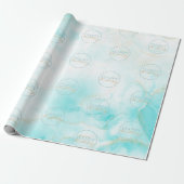 Papier Cadeau Aqua Gold moderne Encre d'alcool Art Aquarelle Océ (Déroulé)