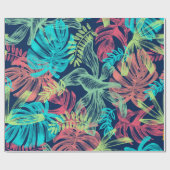 Papier Cadeau Aqua jaune vert vert vert vert vert néon Feuilles (Plat)