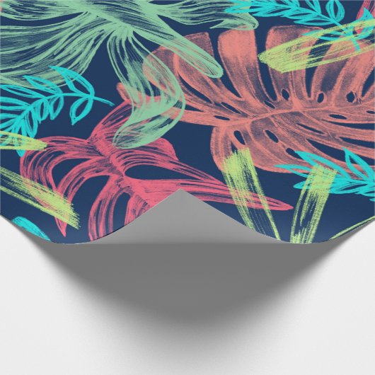 Papier Cadeau Aqua jaune vert vert vert vert vert néon Feuilles (Coin)