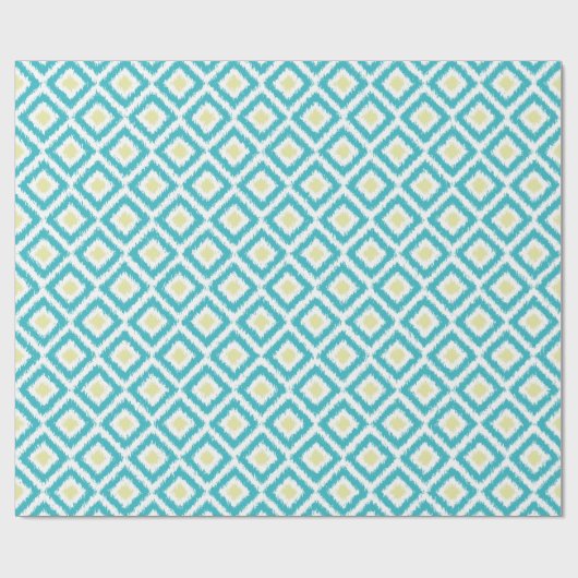 Papier Cadeau Aqua Lemon Diamonds Ikat Motif (Plat)