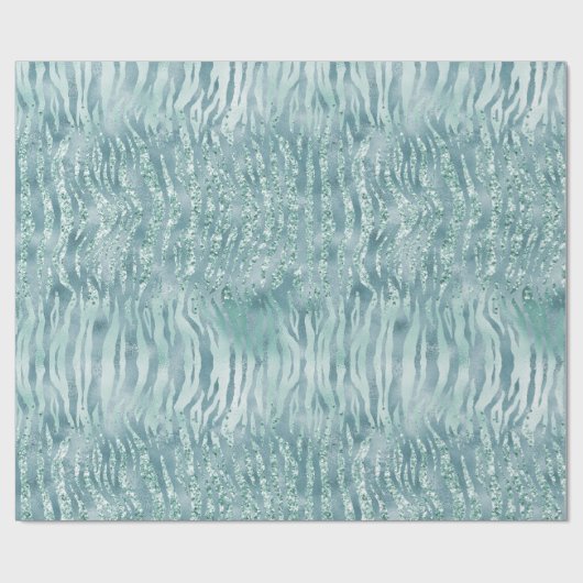 Papier Cadeau Aqua Mint Zebra Print Confetti Parties scintillant (Plat)