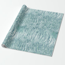 Aqua Mint Zebra Print Confetti Parties scintillant