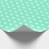 Papier Cadeau Aqua moderne et étoiles blanches cadeau motif (Coin)