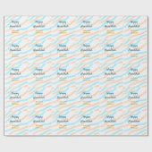 Papier Cadeau Aqua orange happy Hanoukka ajouter un nom message (Plat)