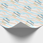 Papier Cadeau Aqua orange happy Hanoukka ajouter un nom message (Coin)