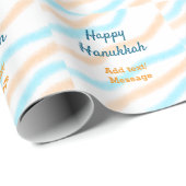 Papier Cadeau Aqua orange happy Hanoukka ajouter un nom message (Coin rond)
