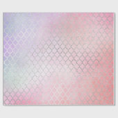 Papier Cadeau Aqua Pastel Ombre Silver Pink Quatrefoil (Plat)