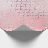 Papier Cadeau Aqua Pastel Ombre Silver Pink Quatrefoil (Coin)