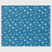 Papier Cadeau Aqua profonde et palmiers blancs (Plat)