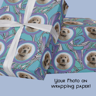Papier Cadeau Aqua Purple Photo Animal Maman Grand-mère Amoureux
