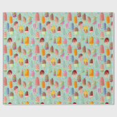 Papier Cadeau Aqua Rainbow Popsicles & Sprinkles Cadeaux Enroule (Plat)