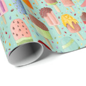 Papier Cadeau Aqua Rainbow Popsicles & Sprinkles Cadeaux Enroule (Coin rond)