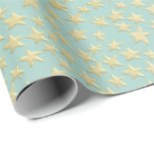 Papier Cadeau Aqua & Teal Christmas Wrapping Paper with Gold Acc (Coin rond)