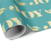 Papier Cadeau Aqua & Teal Christmas Wrapping Paper with Gold Acc (Coin rond)