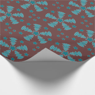 Papier Cadeau Aqua Teal de rouge foncé de molette d'arbre de