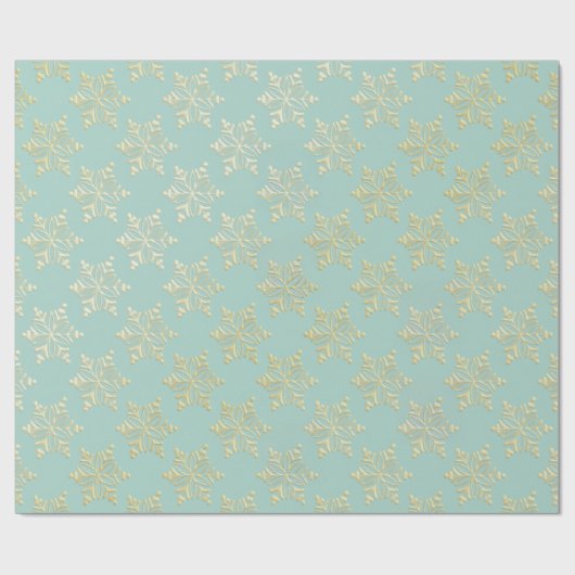 Papier Cadeau Aqua & Teal Xmas Wrapping Paper with Gold Accents (Plat)