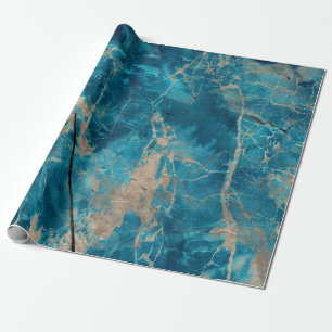 Papier Cadeau Aqua ton en marbre onyx