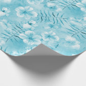 Papier Cadeau Aqua tropical Orchidées blanches Hibiscus Floral (Coin)