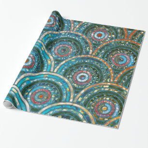 Papier Cadeau Aqua Turquoise Parties scintillant à huile métalli