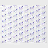 Papier Cadeau Aqua violet blanc licorne (Plat)